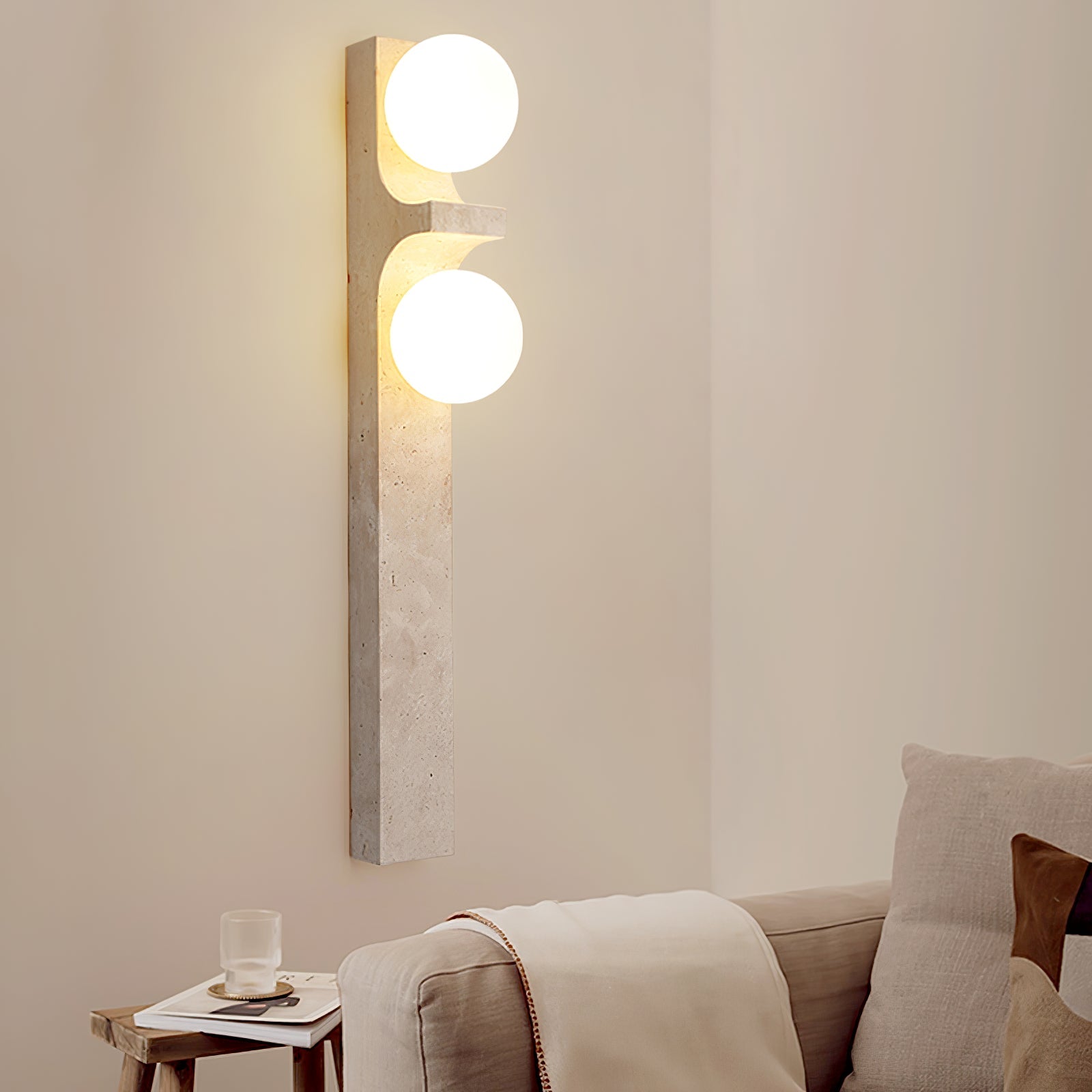 Tethys - Travertine Ring Wall Sconce