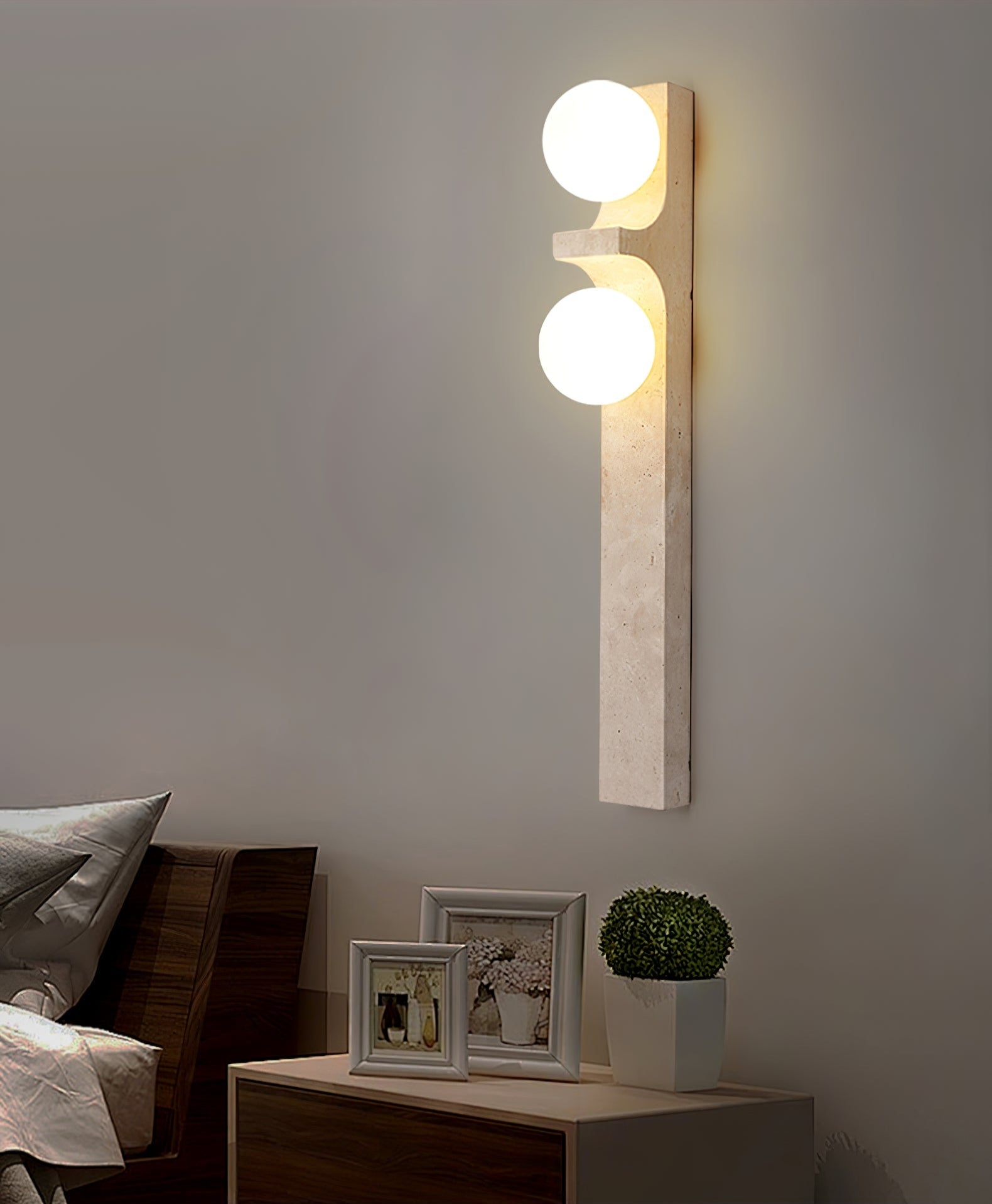 Tethys - Travertine Ring Wall Sconce