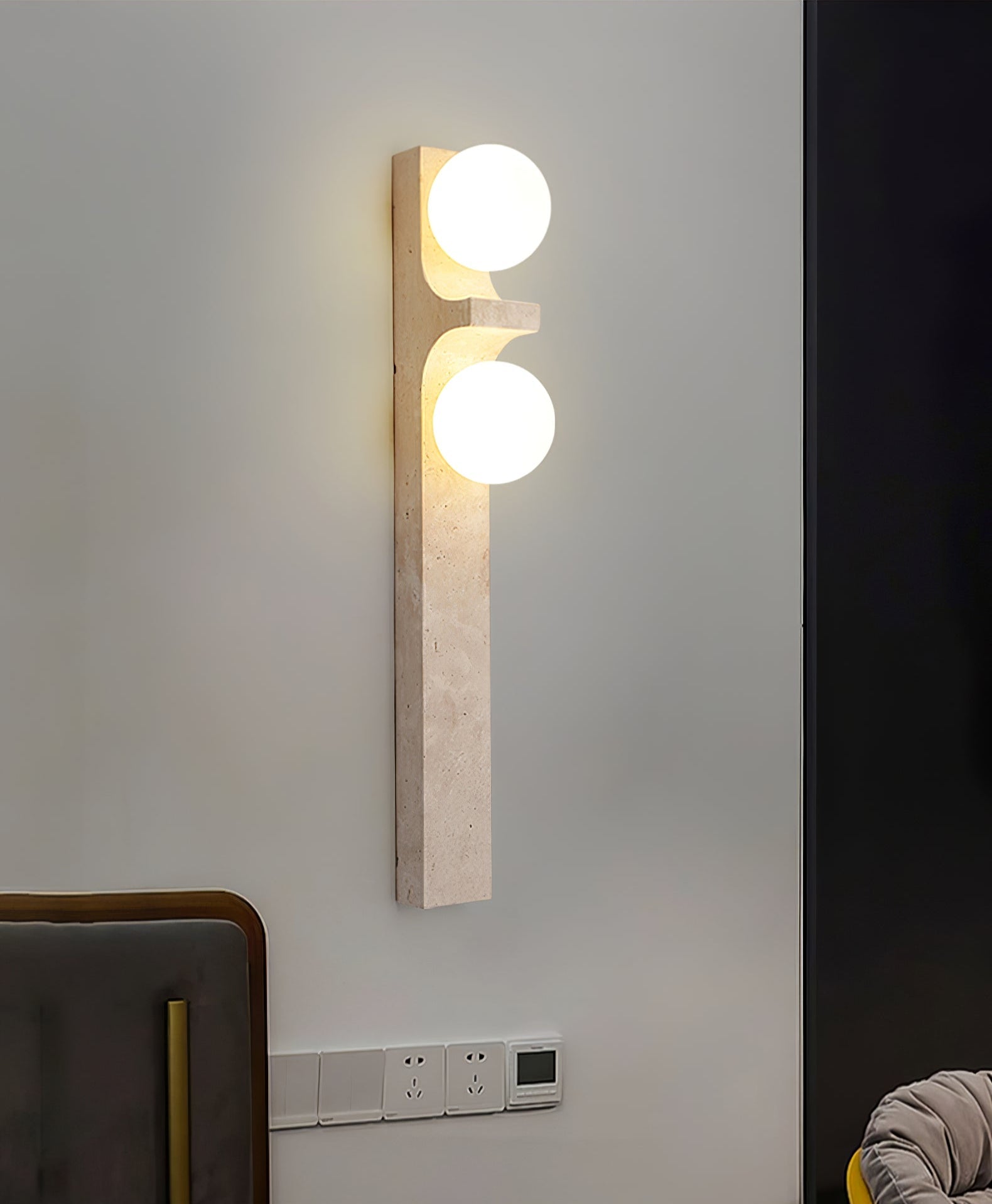 Tethys - Travertine Ring Wall Sconce