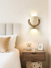 Nereus - Travertine and Hemp Rope Wall Sconce