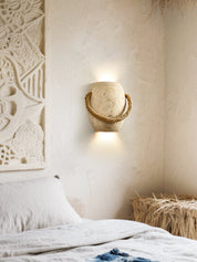 Nereus - Travertine and Hemp Rope Wall Sconce