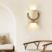 Nereus - Travertine and Hemp Rope Wall Sconce