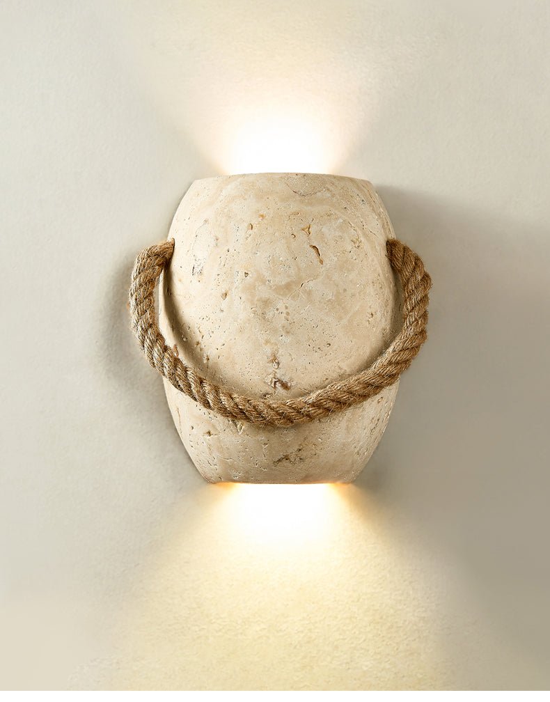 Nereus - Travertine and Hemp Rope Wall Sconce