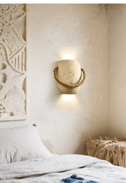 Nereus - Travertine and Hemp Rope Wall Sconce