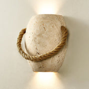 Nereus - Travertine and Hemp Rope Wall Sconce