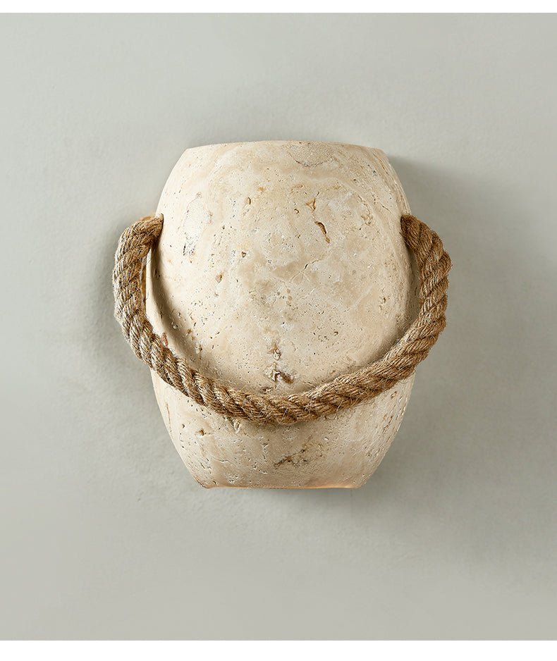 Nereus - Travertine and Hemp Rope Wall Sconce