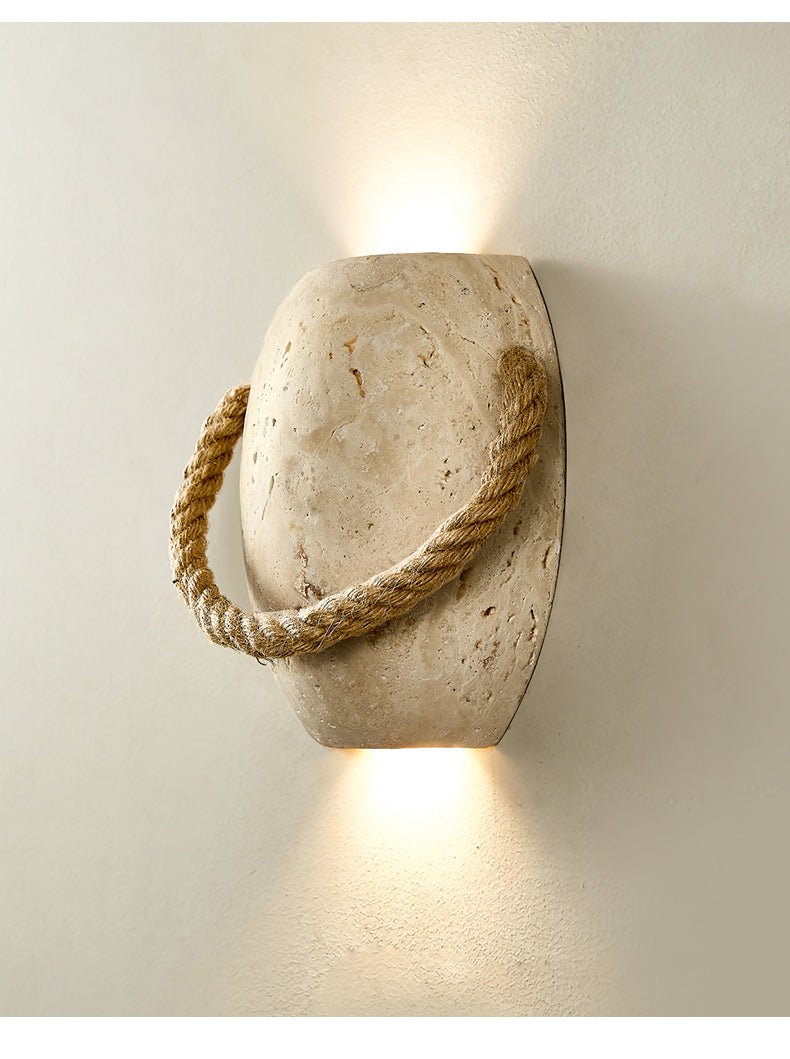 Nereus - Travertine and Hemp Rope Wall Sconce