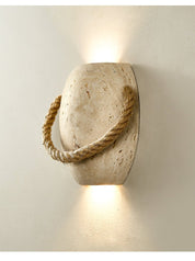 Nereus - Travertine and Hemp Rope Wall Sconce