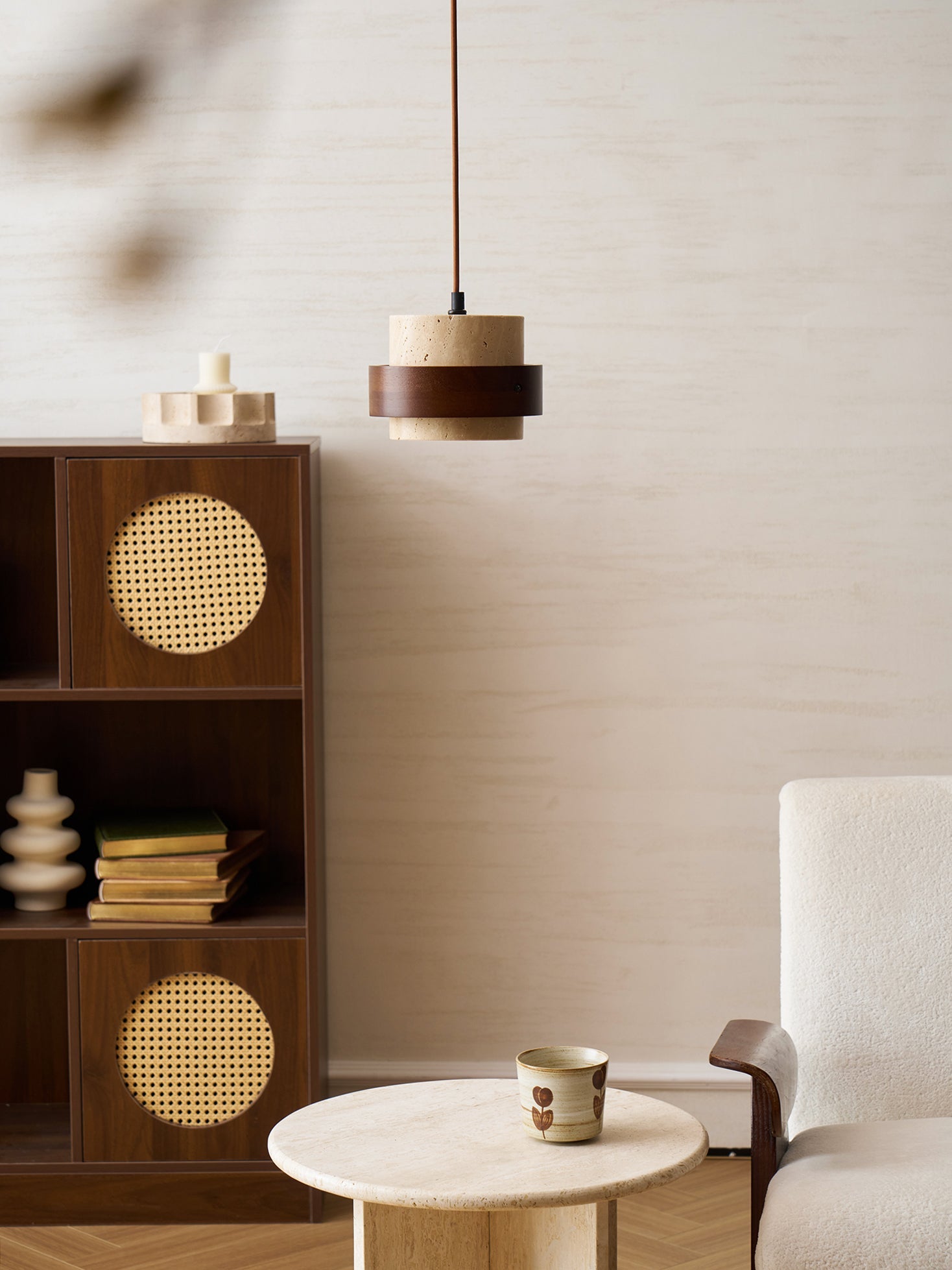 Petraia - Natural Travertine Pendant Light