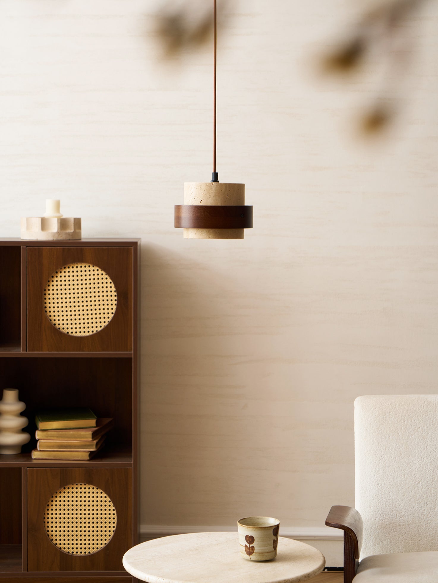 Petraia - Natural Travertine Pendant Light