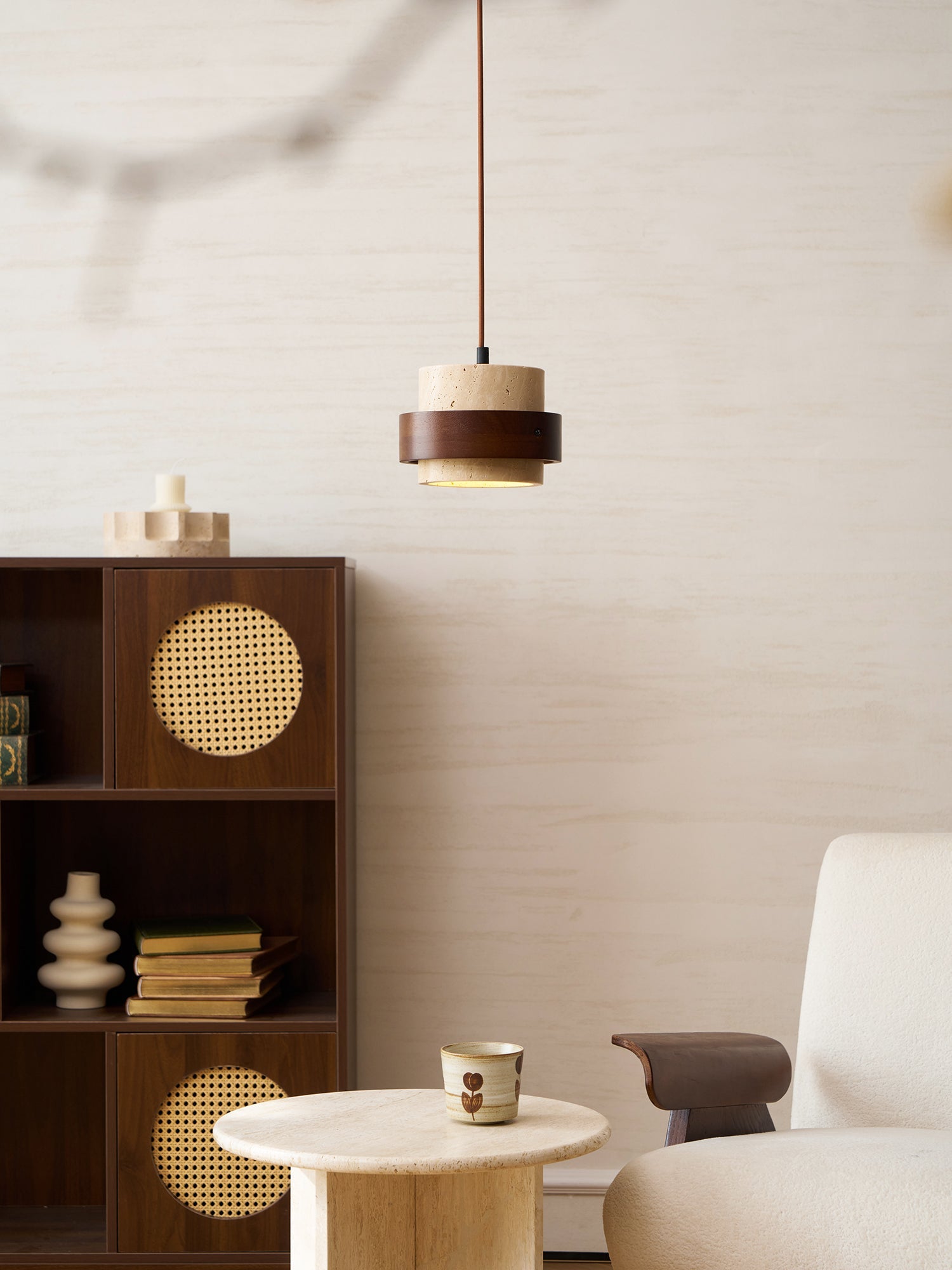 Petraia - Natural Travertine Pendant Light