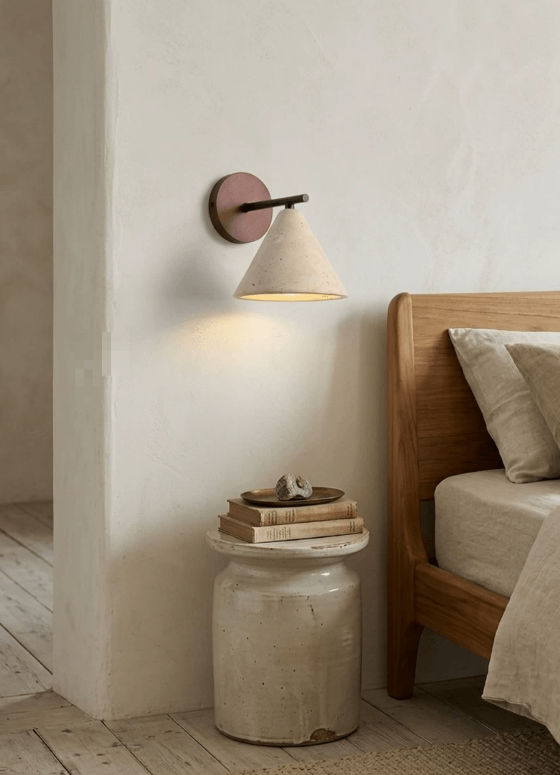 Boreas - Conical Travertine Wall Light