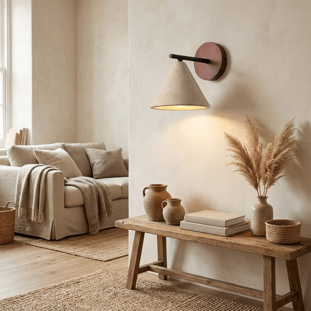 Boreas - Conical Travertine Wall Light