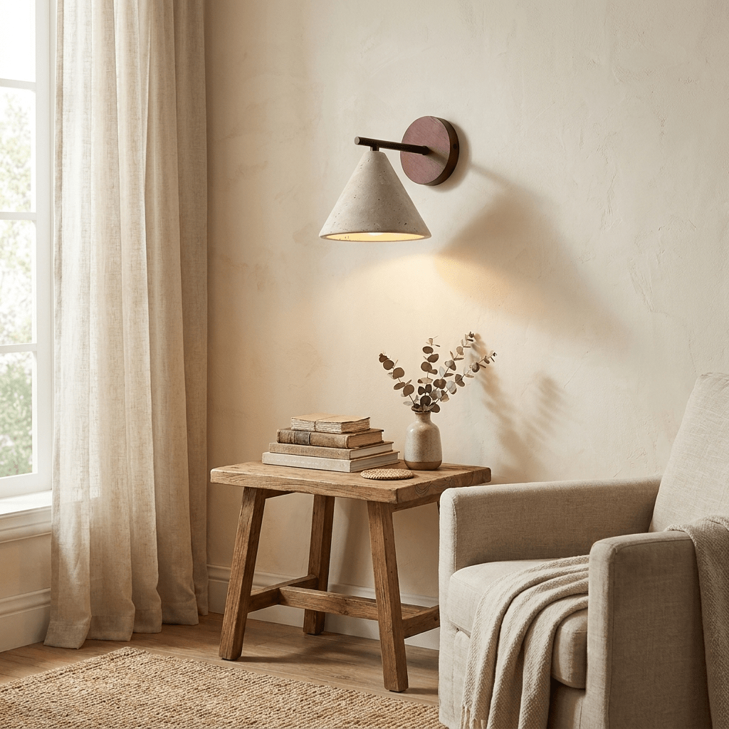 Boreas - Conical Travertine Wall Light