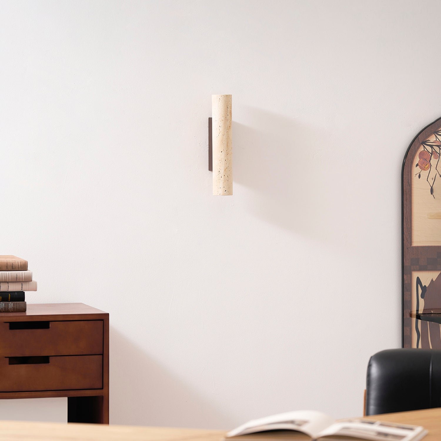 Hyperion - Yellow Travertine Column Wall Light