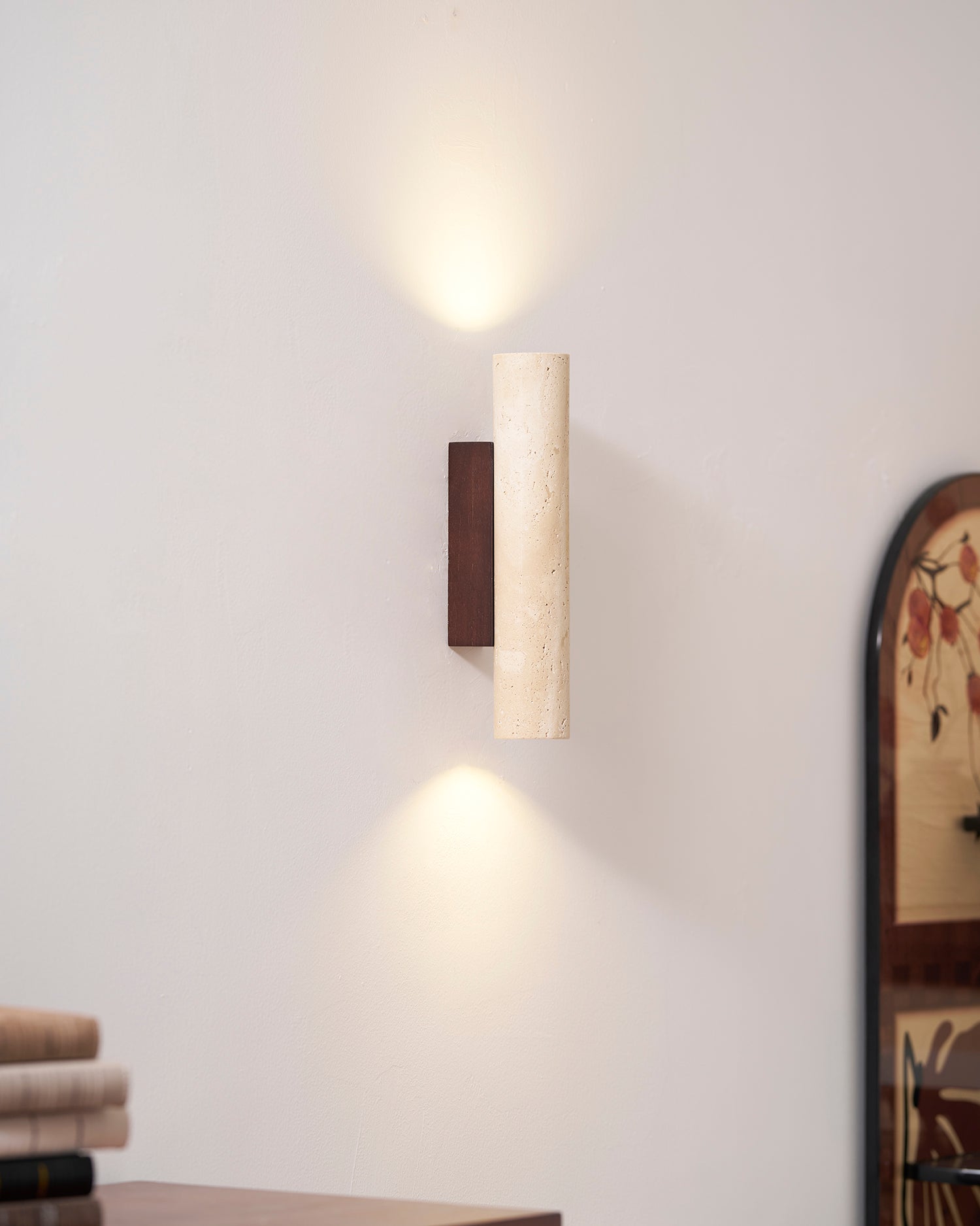 Hyperion - Yellow Travertine Column Wall Light