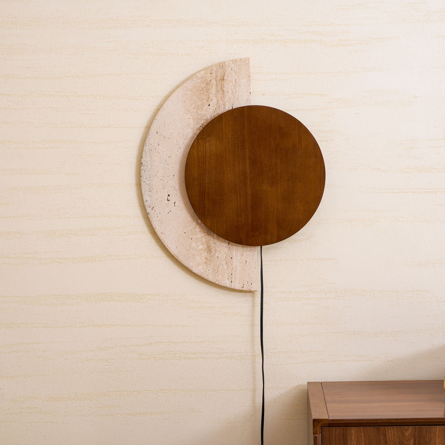 Psamathe - Plug-in Travertine Wall Sconce