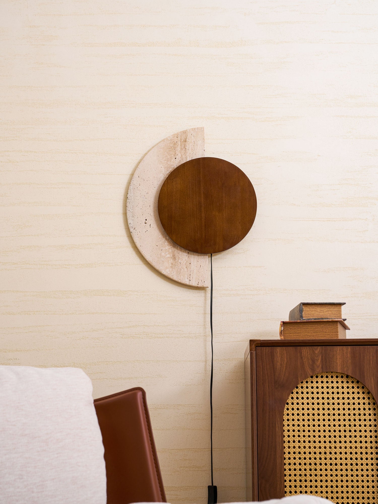 Psamathe - Plug-in Travertine Wall Sconce