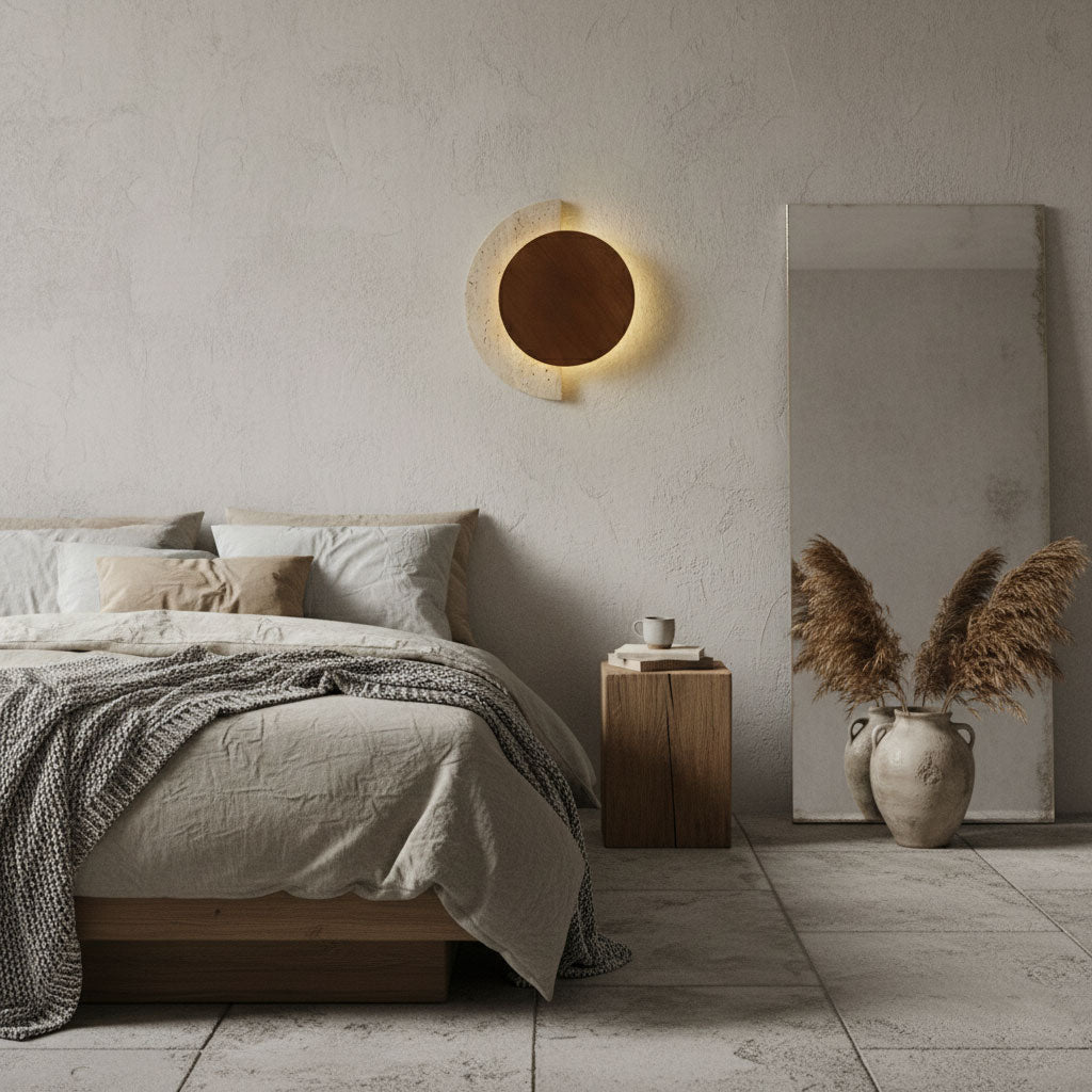Panope - Travertine Crescent Wall Sconce