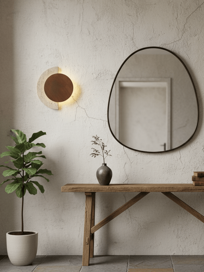 Panope - Travertine Crescent Wall Sconce