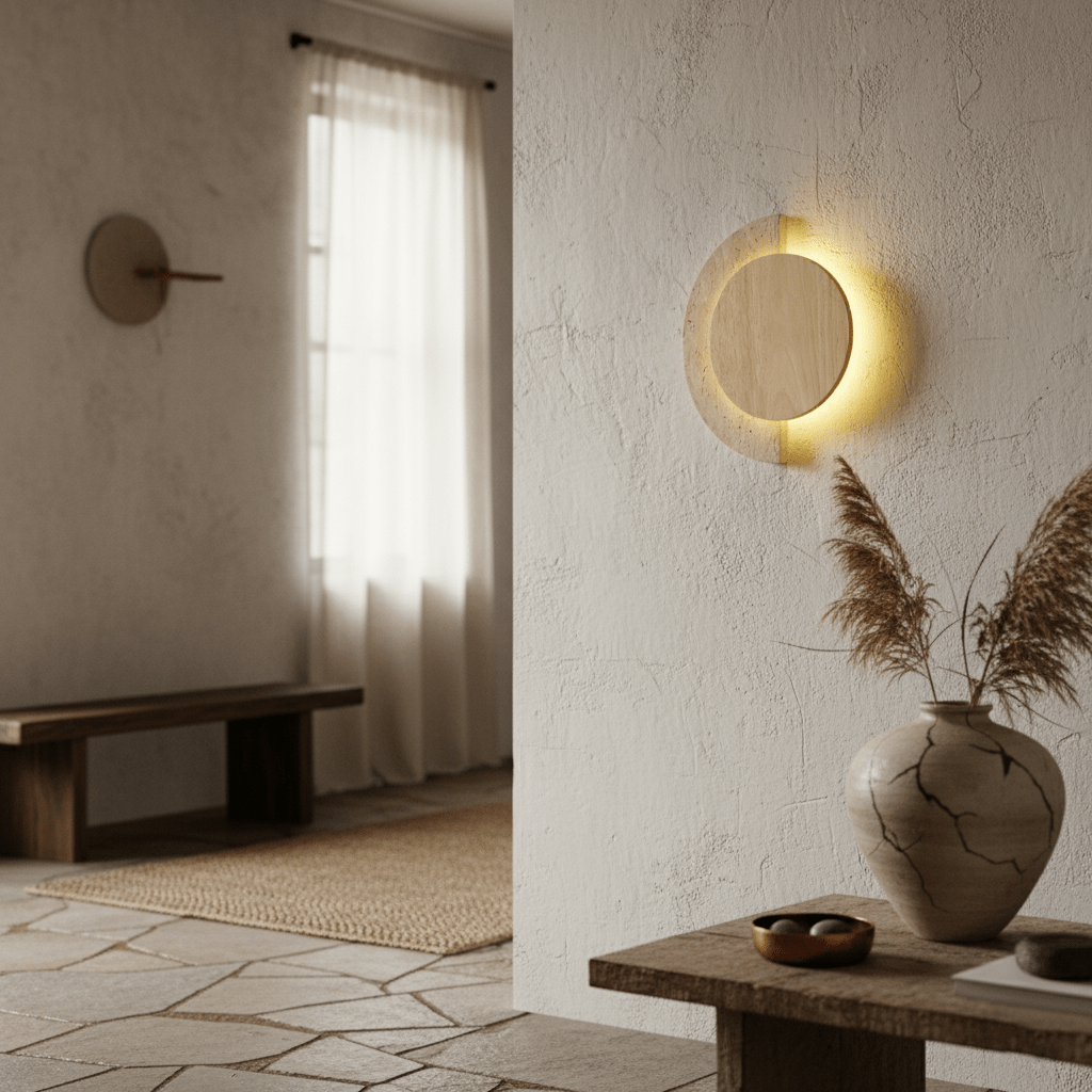 Panope - Travertine Crescent Wall Sconce
