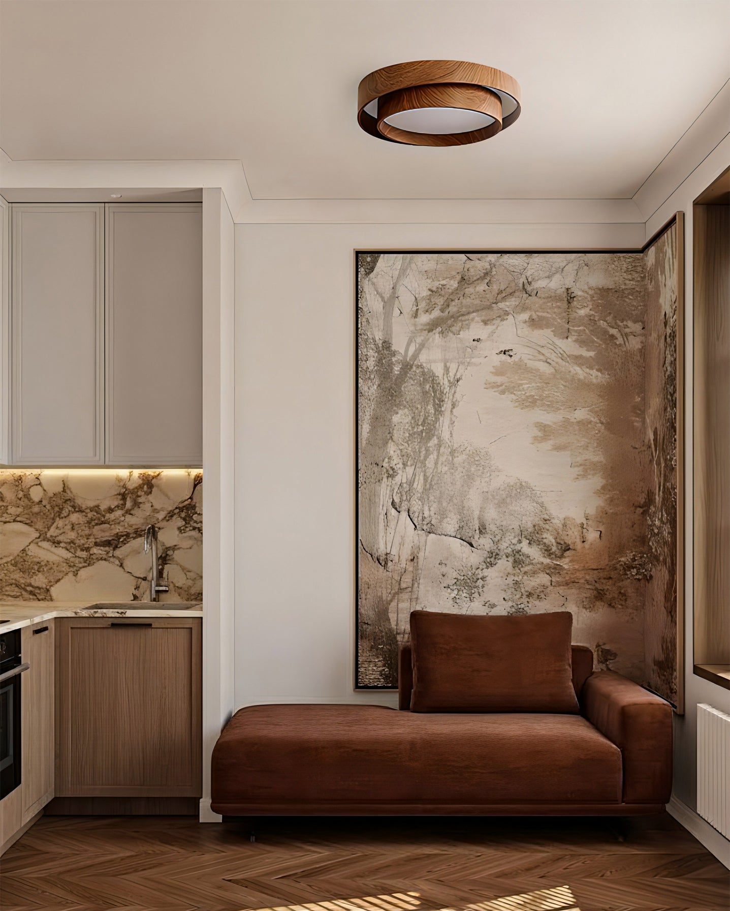 Audie Walnut Finish LED Ceiling Lamp – detail 3
