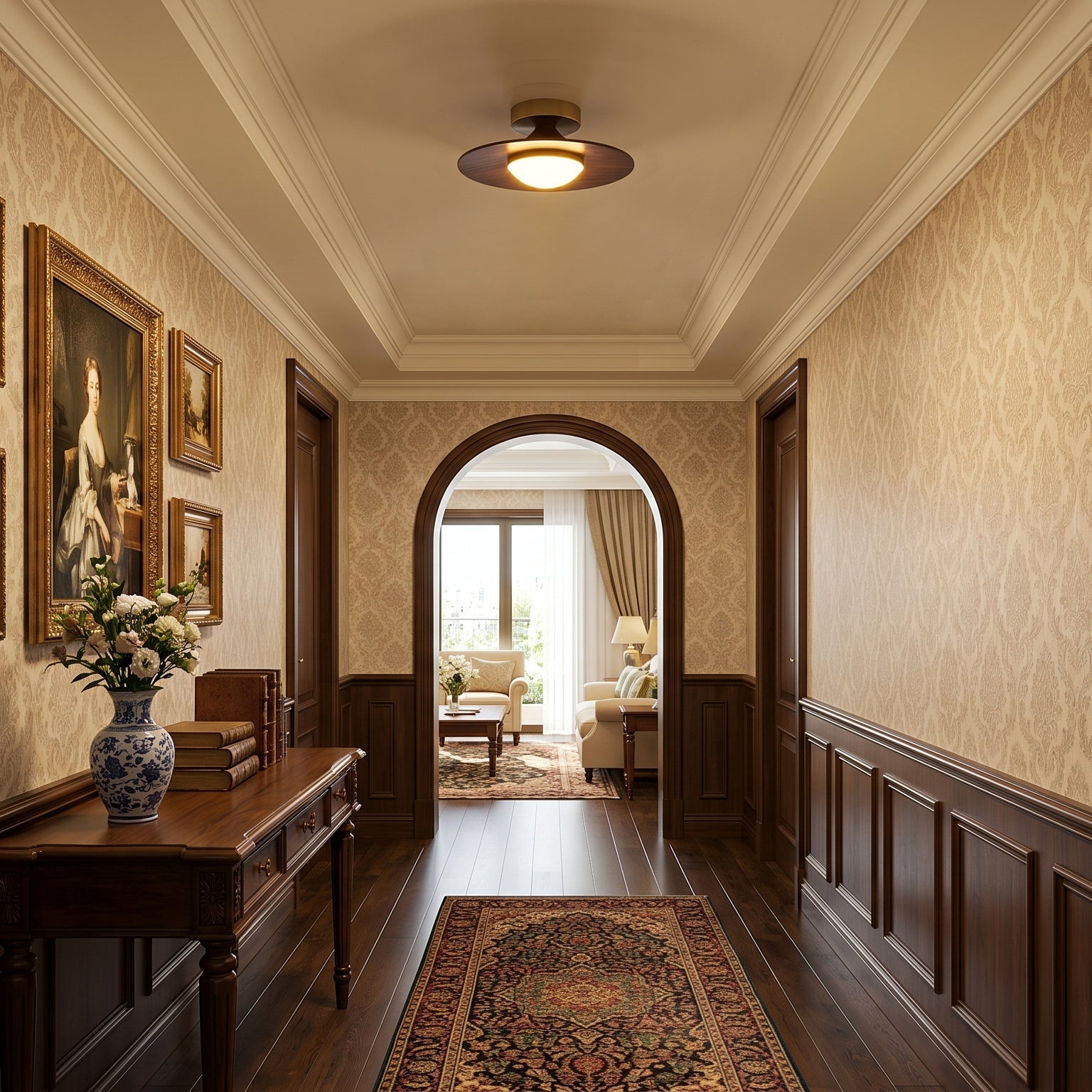 Boyd Walnut and Gold LED Ceiling Lamp – detail 3