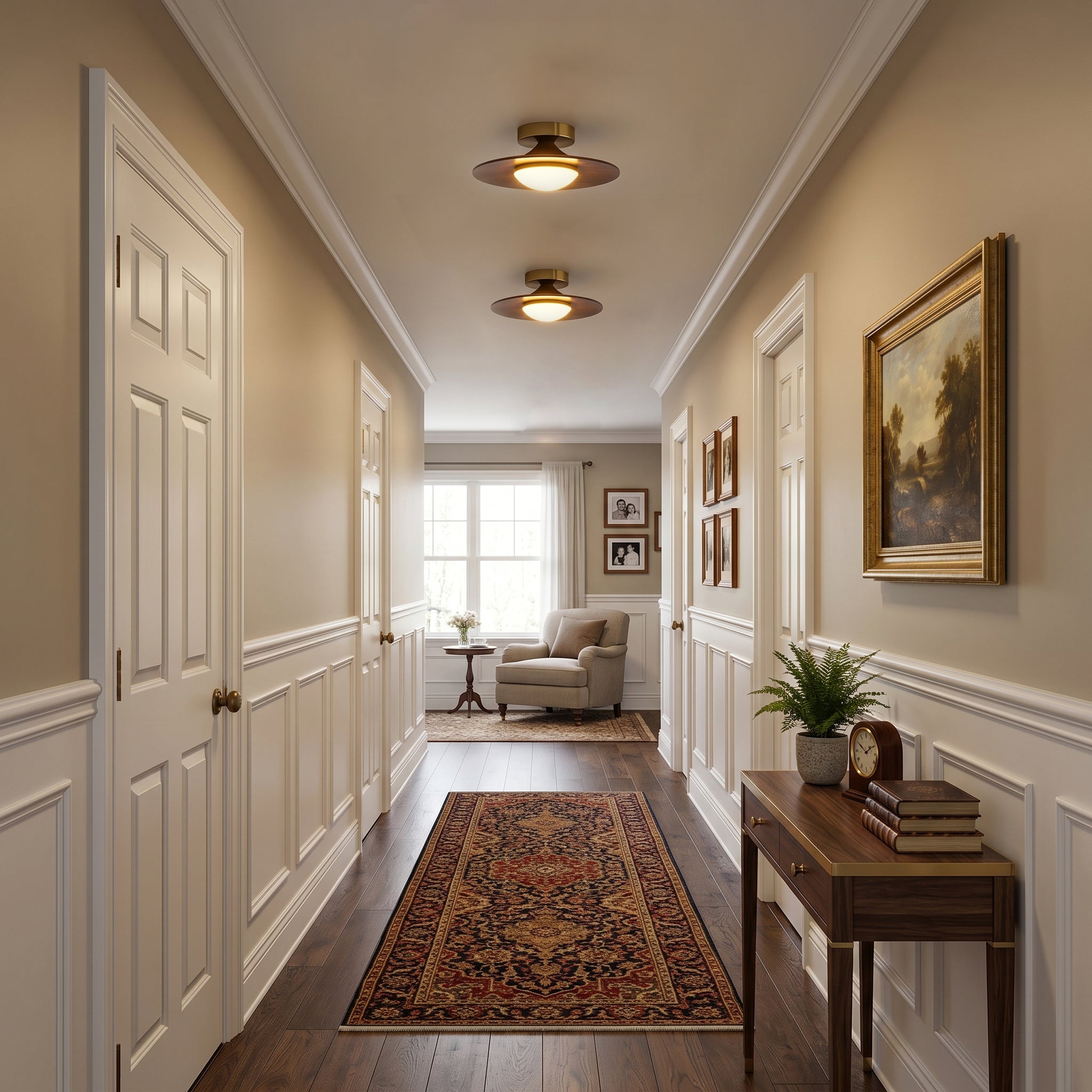 Boyd Walnut and Gold LED Ceiling Lamp – detail 7