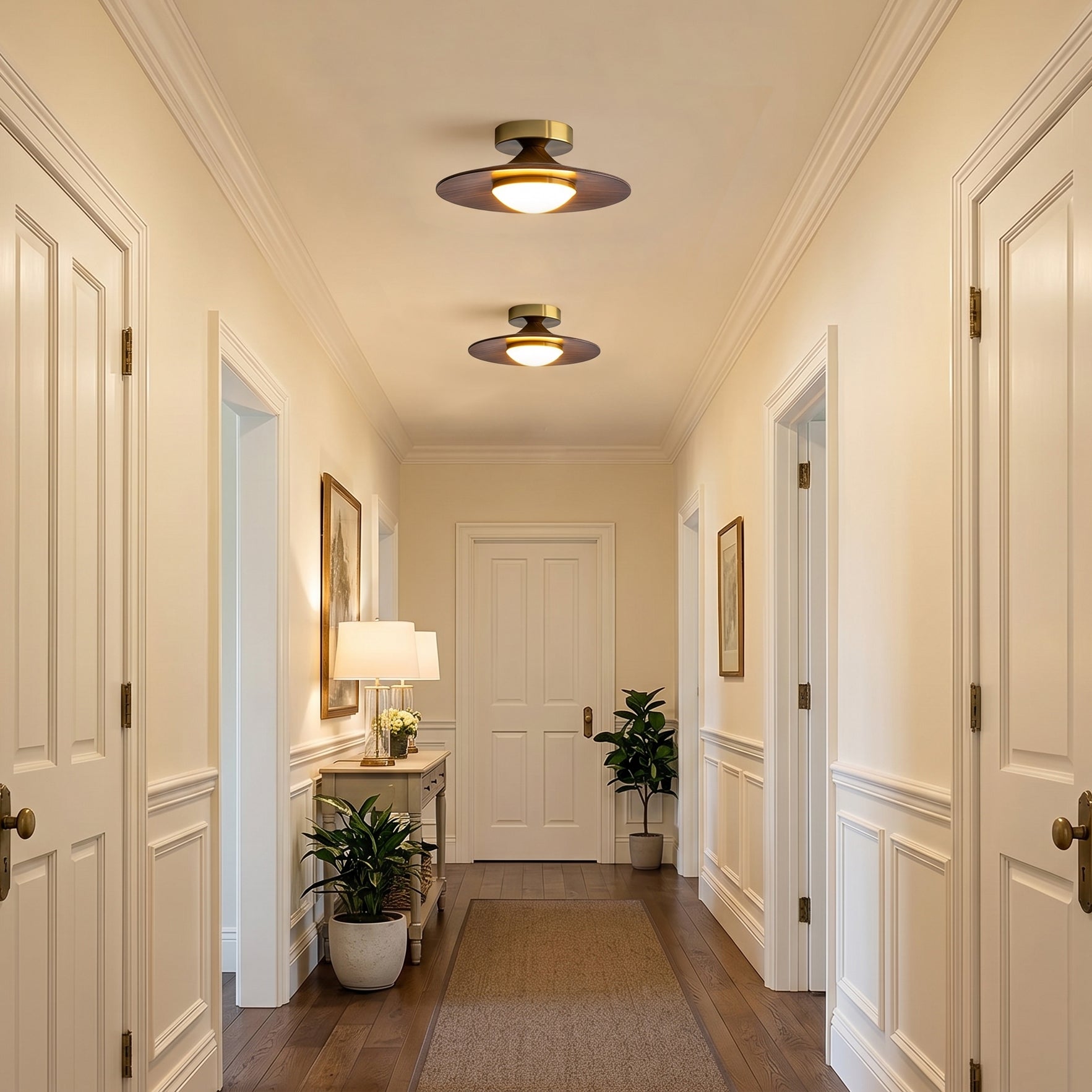 Boyd Walnut and Gold LED Ceiling Lamp – detail 2