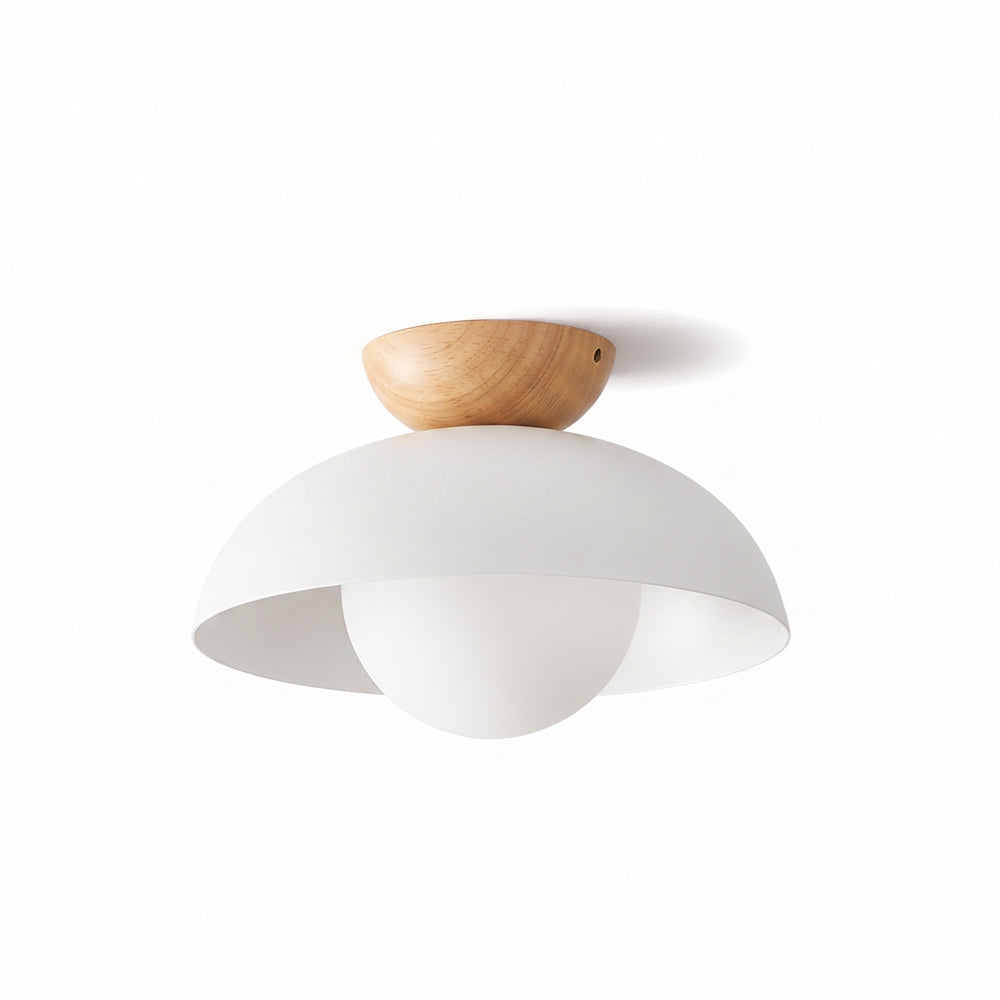 Eddie White and Woodgrain Sloped Ceiling Light