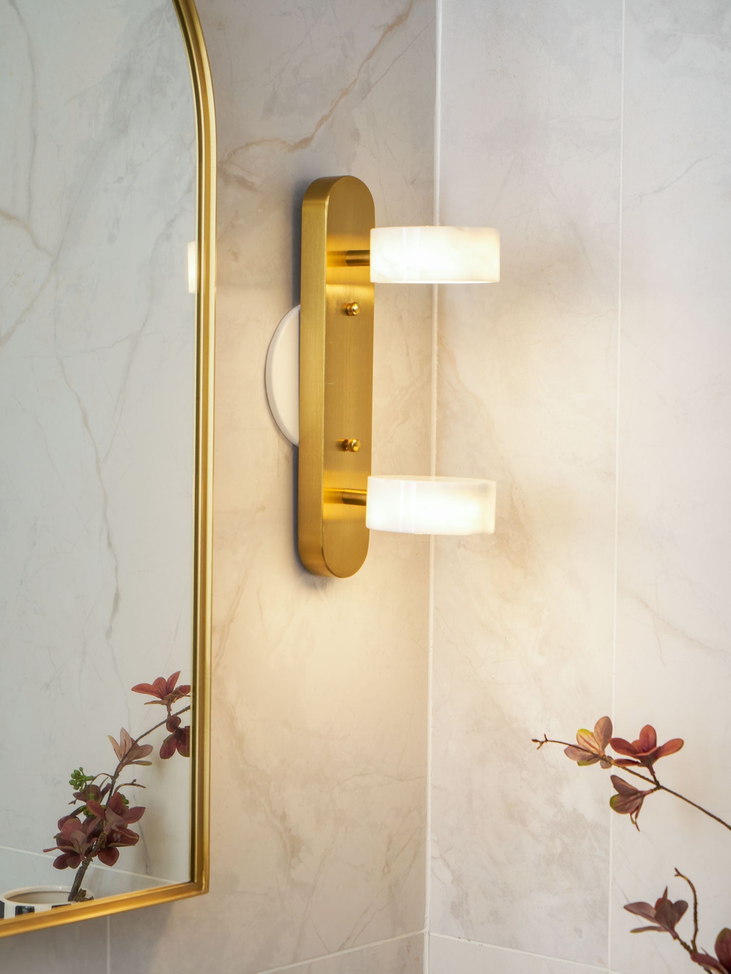 Melpomene - Travertine and Marble Vanity Light