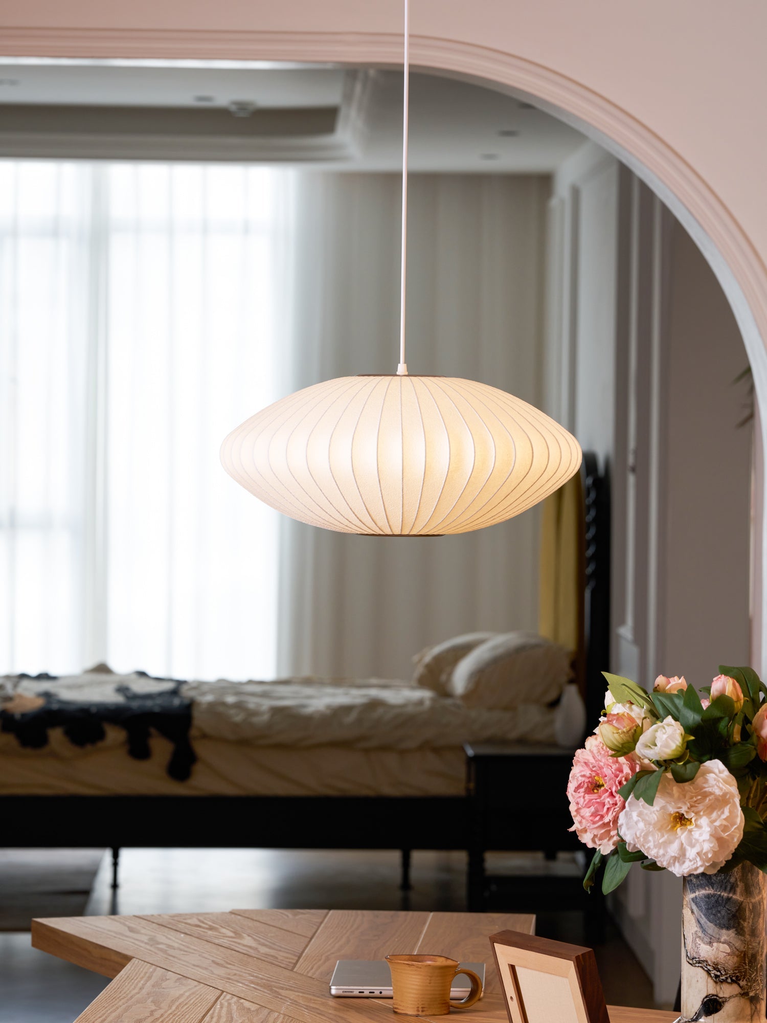 Kyane - Mulberry Silk Bubble Pendant Light