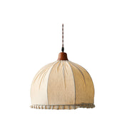 Wilma Gourd Fabric and Walnut Pendant Light