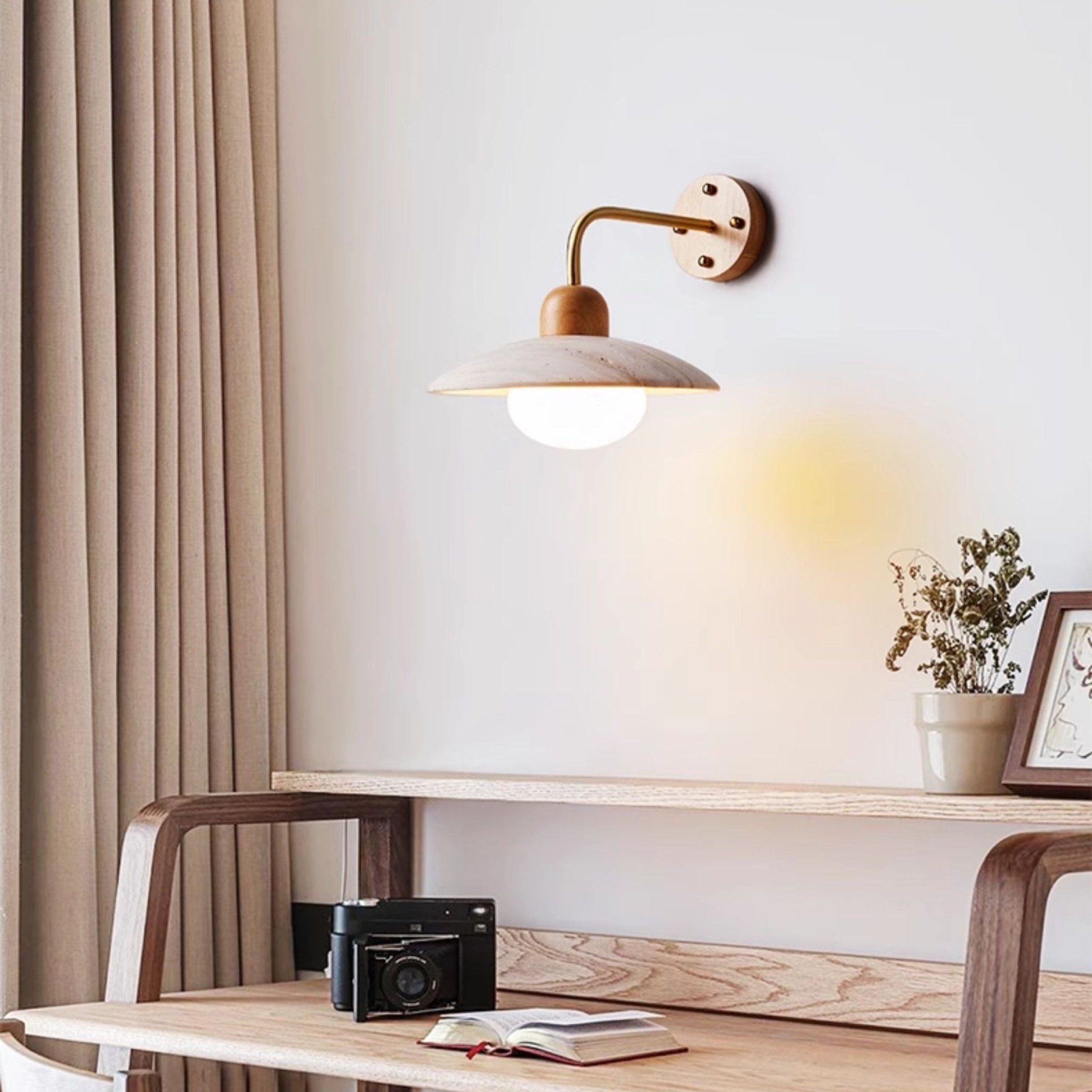 Helios - Travertine Dome Wall Light