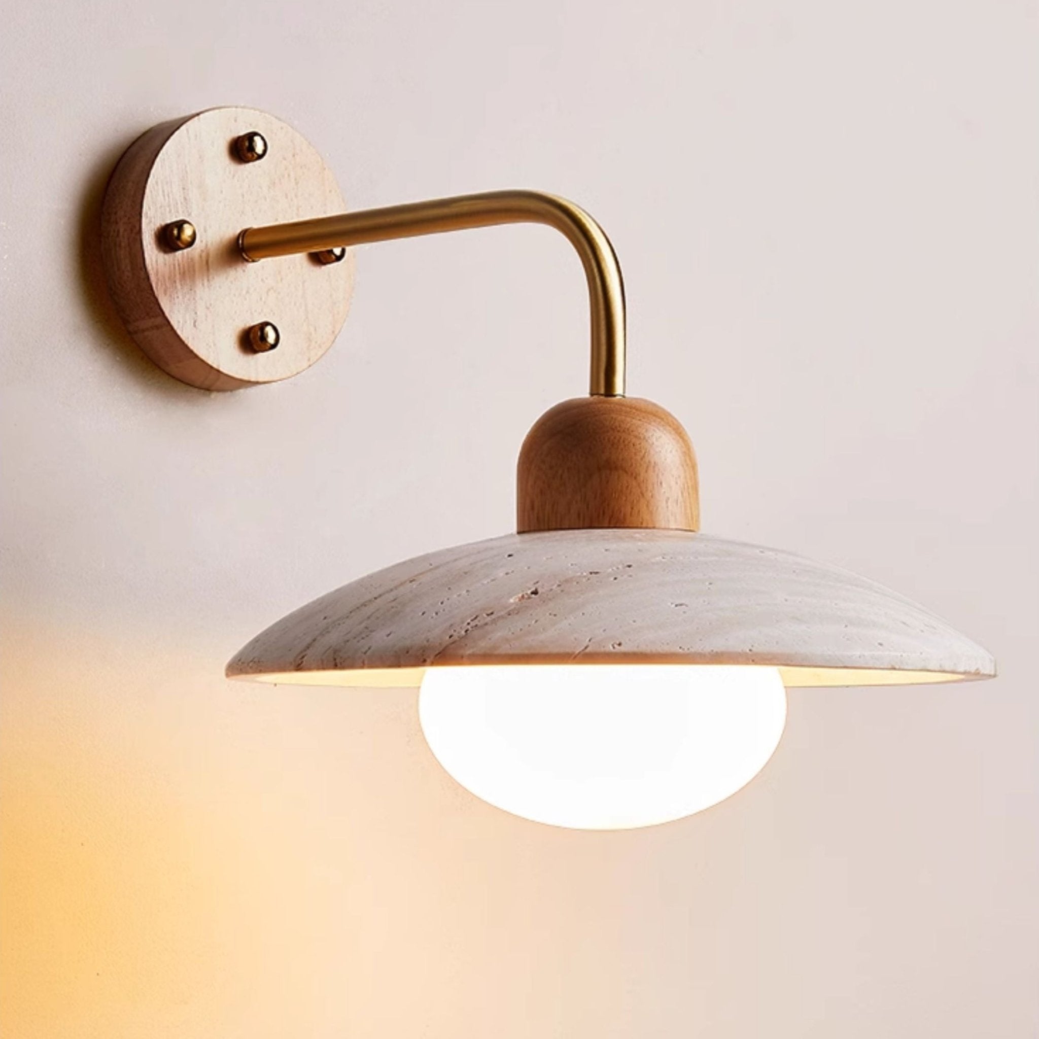 Helios - Travertine Dome Wall Light