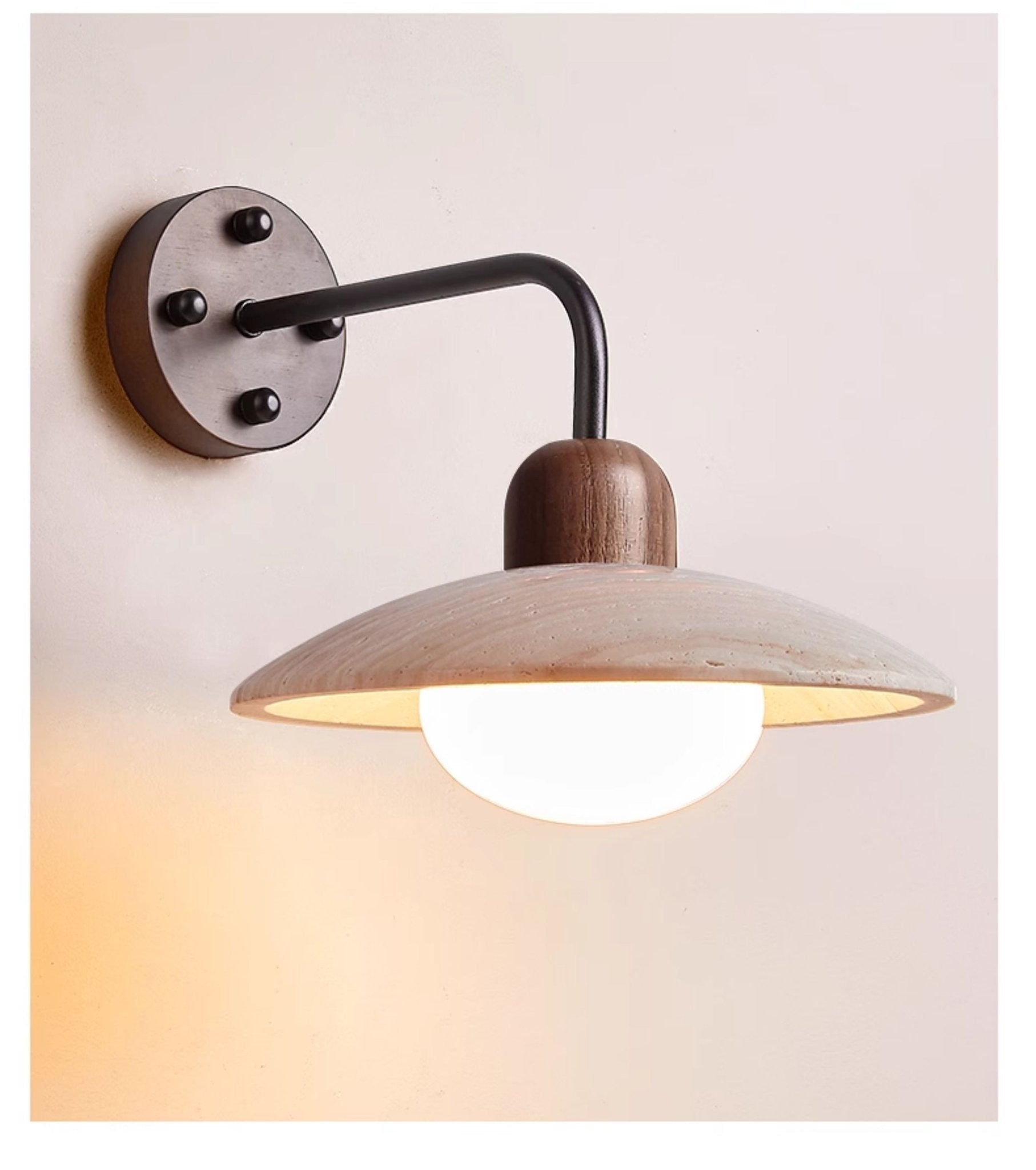 Helios - Travertine Dome Wall Light