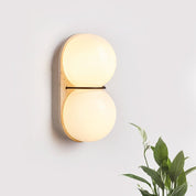 Zetes - Double Globe Travertine Sconce