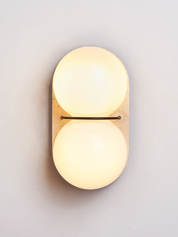 Zetes - Double Globe Travertine Sconce