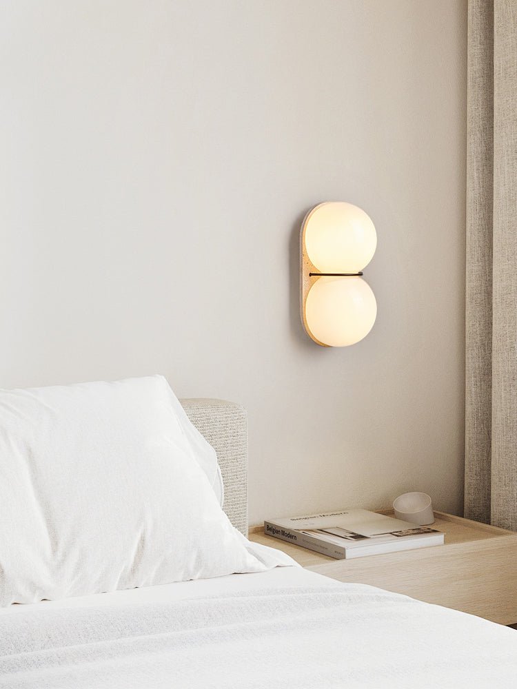 Zetes - Double Globe Travertine Sconce