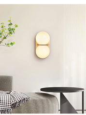 Zetes - Double Globe Travertine Sconce