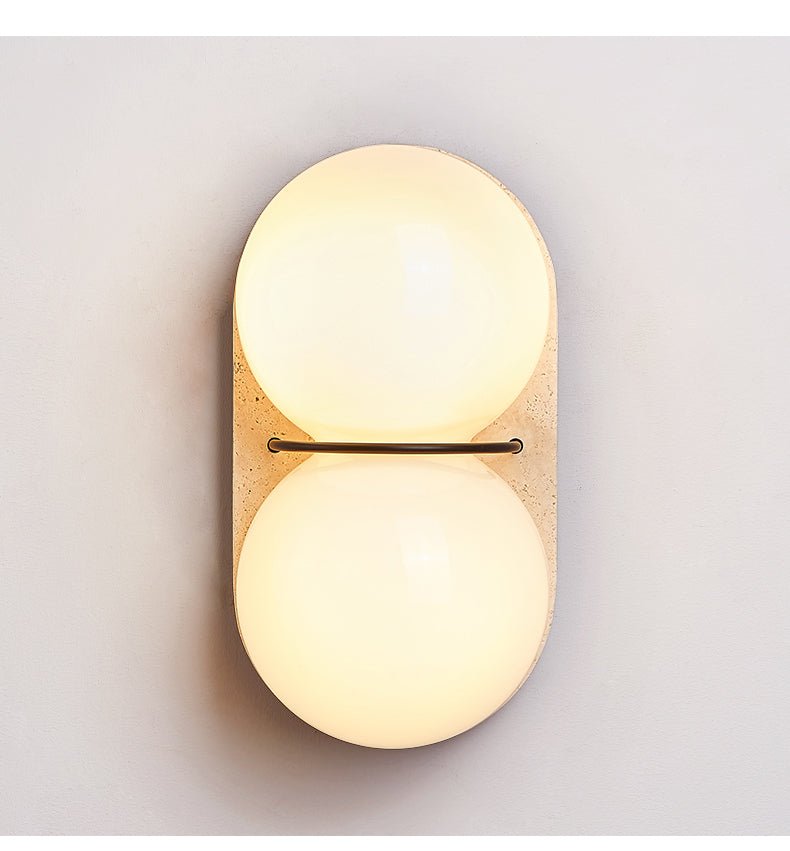 Zetes - Double Globe Travertine Sconce