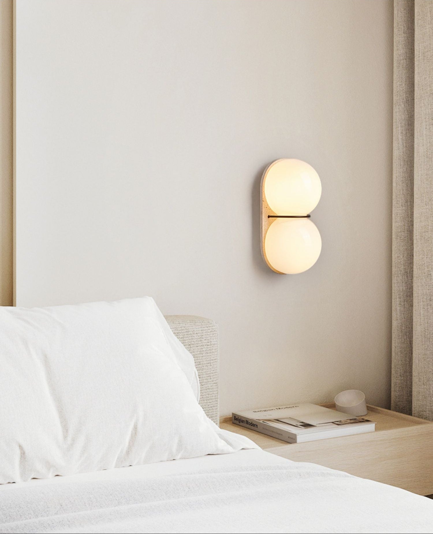 Zetes - Double Globe Travertine Sconce