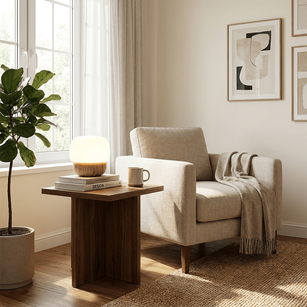 Pasithea - Travertine and Glass Table Lamp