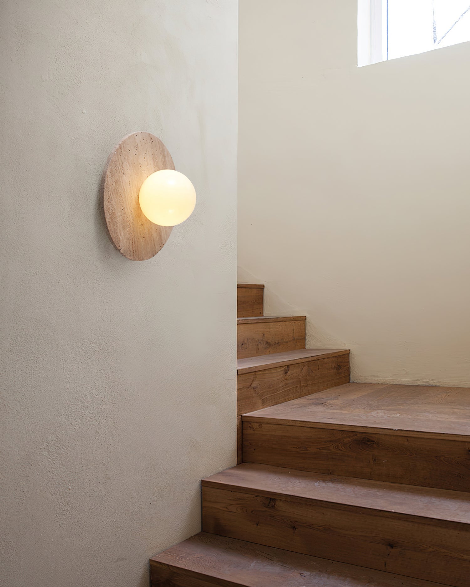 Mamie Travertine and Glass Globe Wall Light – detail 4