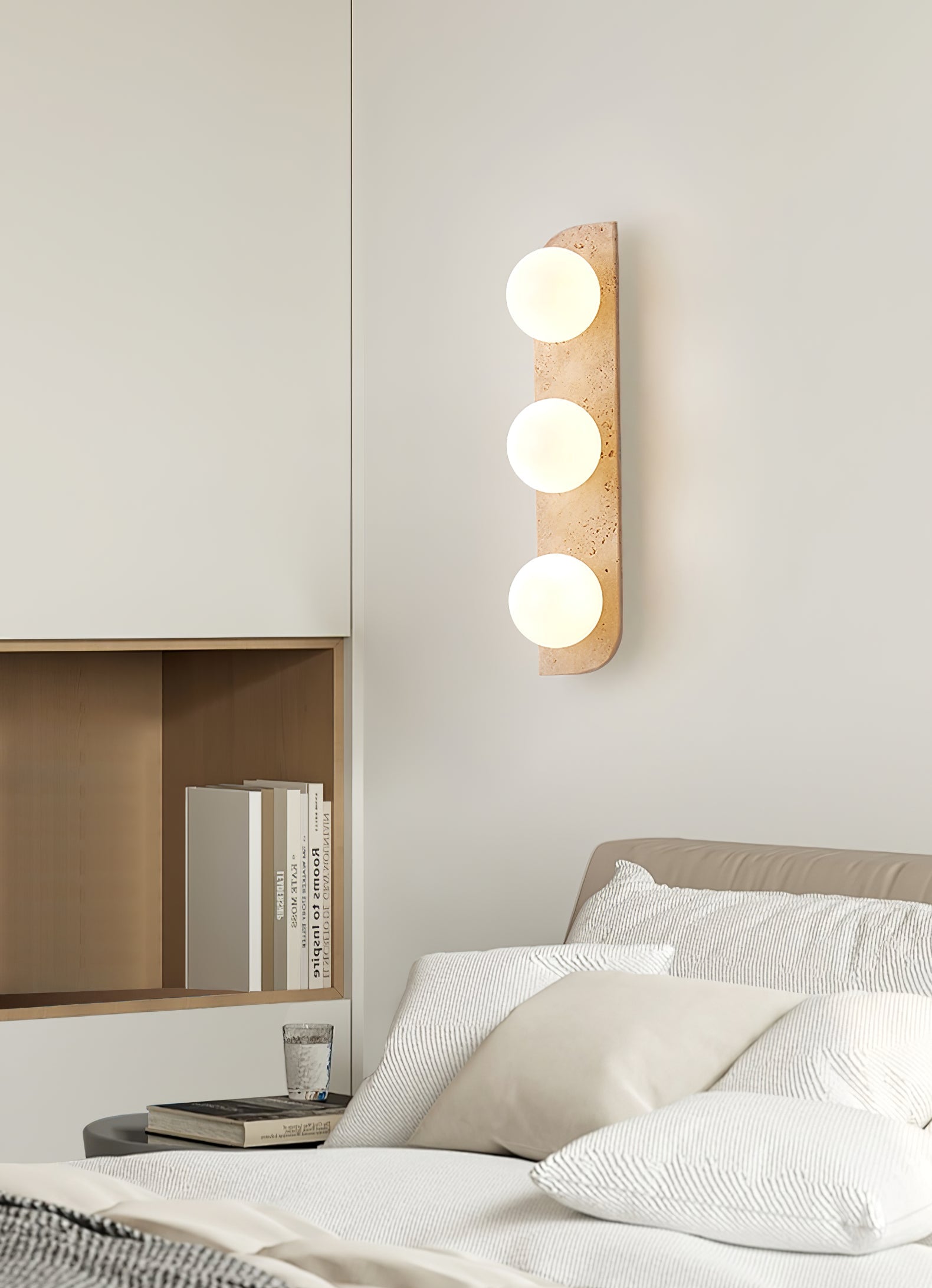 Phaidra - Globe Travertine Wall Light