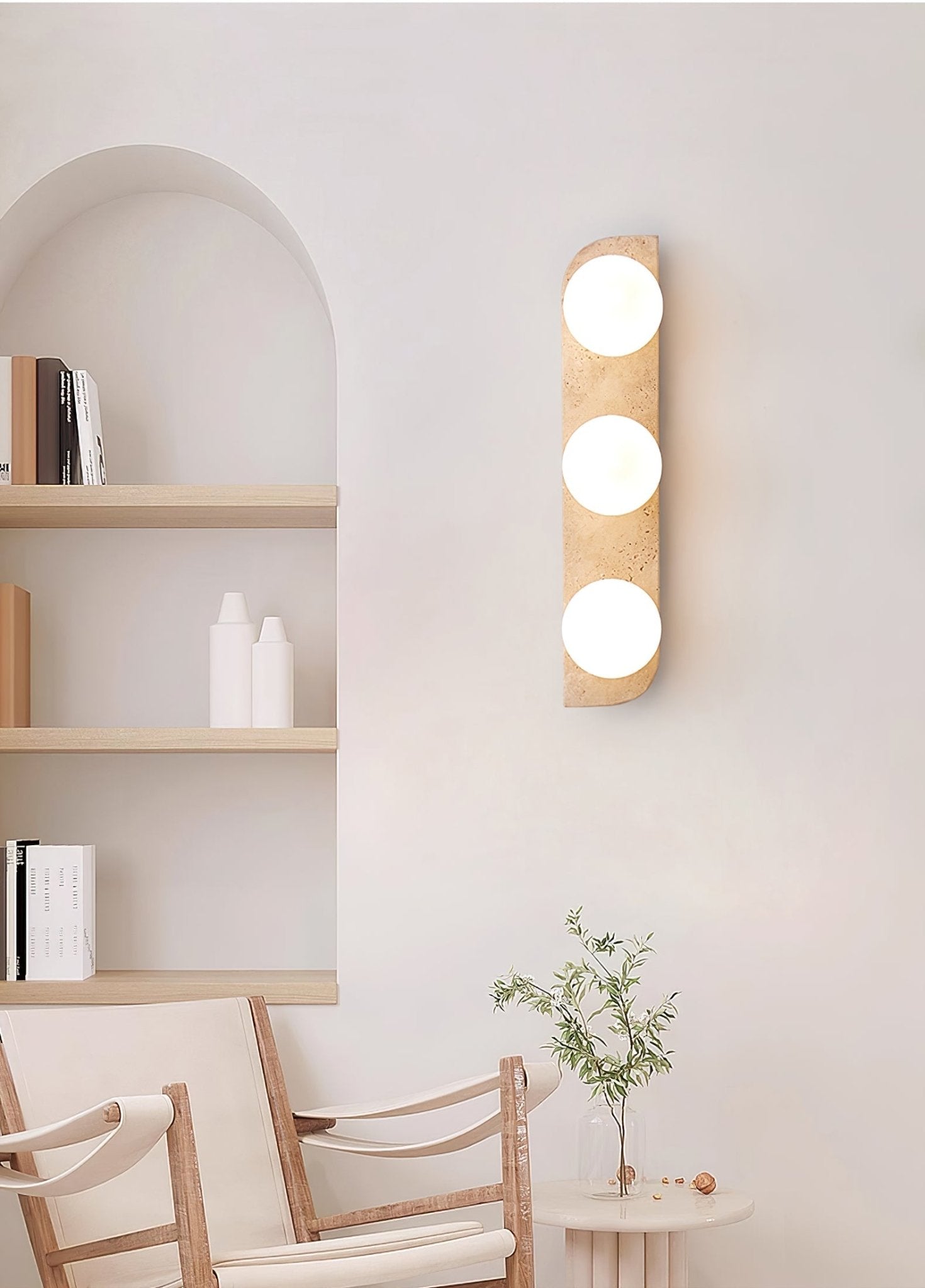 Phaidra - Globe Travertine Wall Light