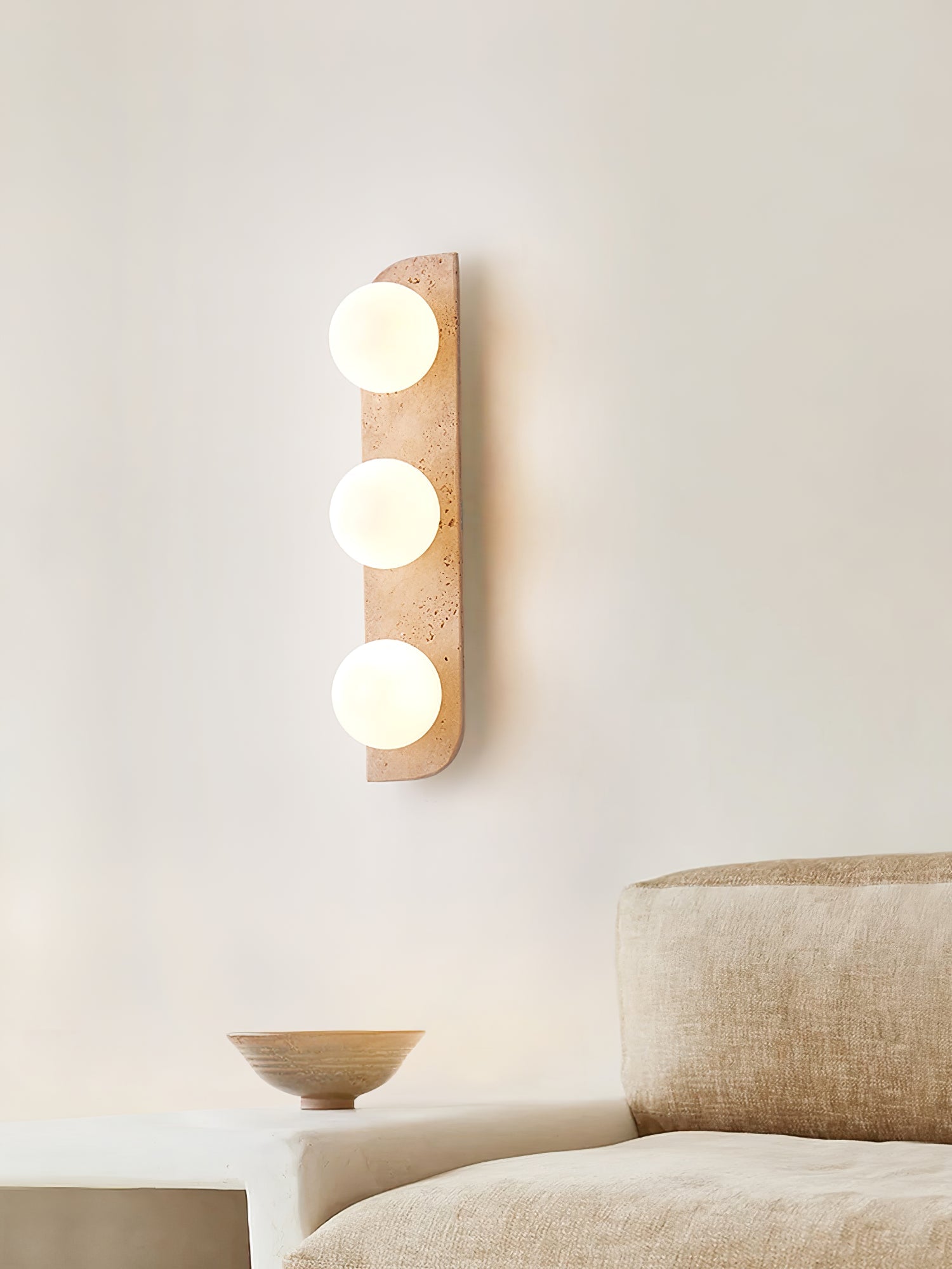 Phaidra - Globe Travertine Wall Light