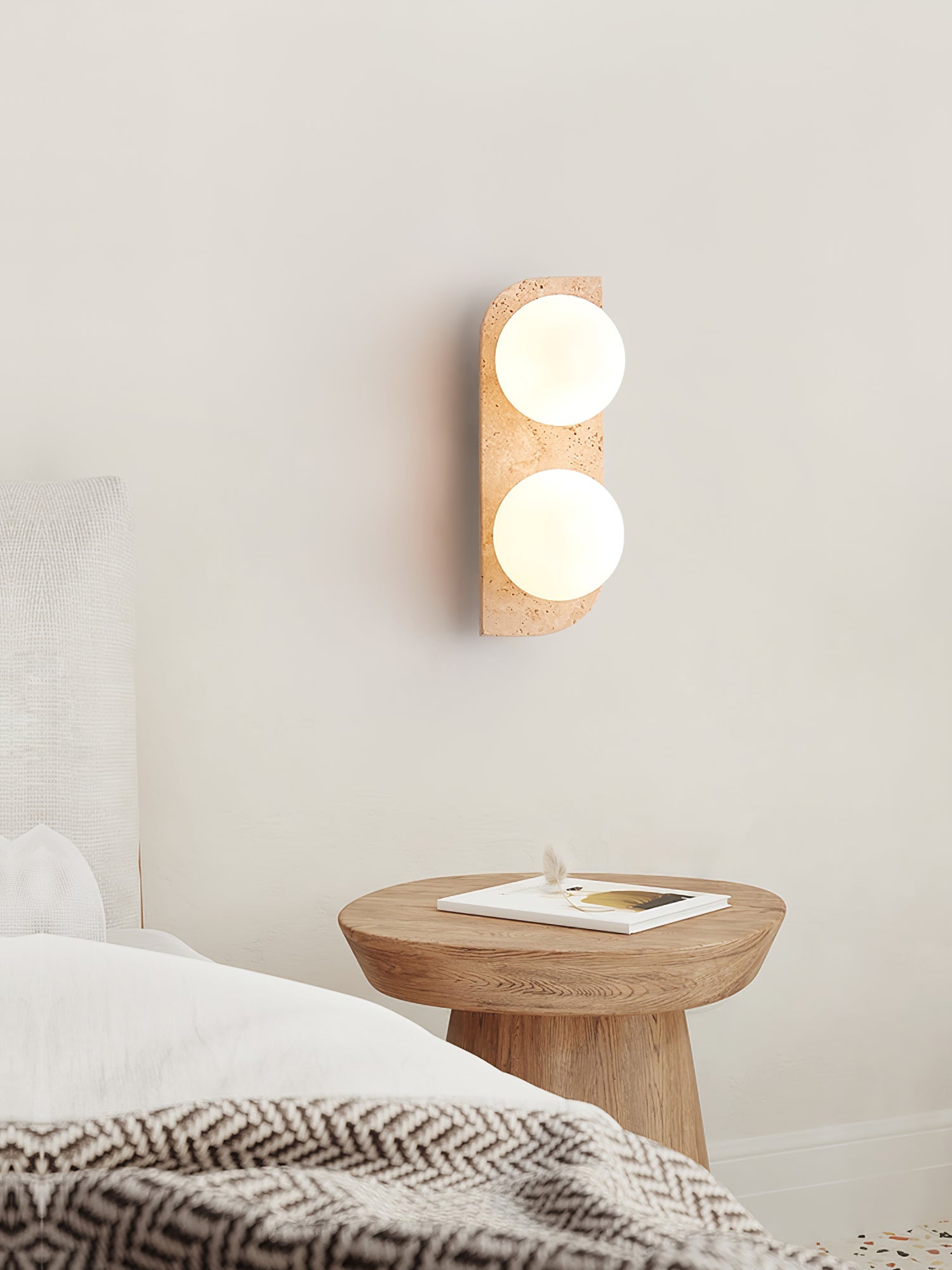 Phaidra - Globe Travertine Wall Light