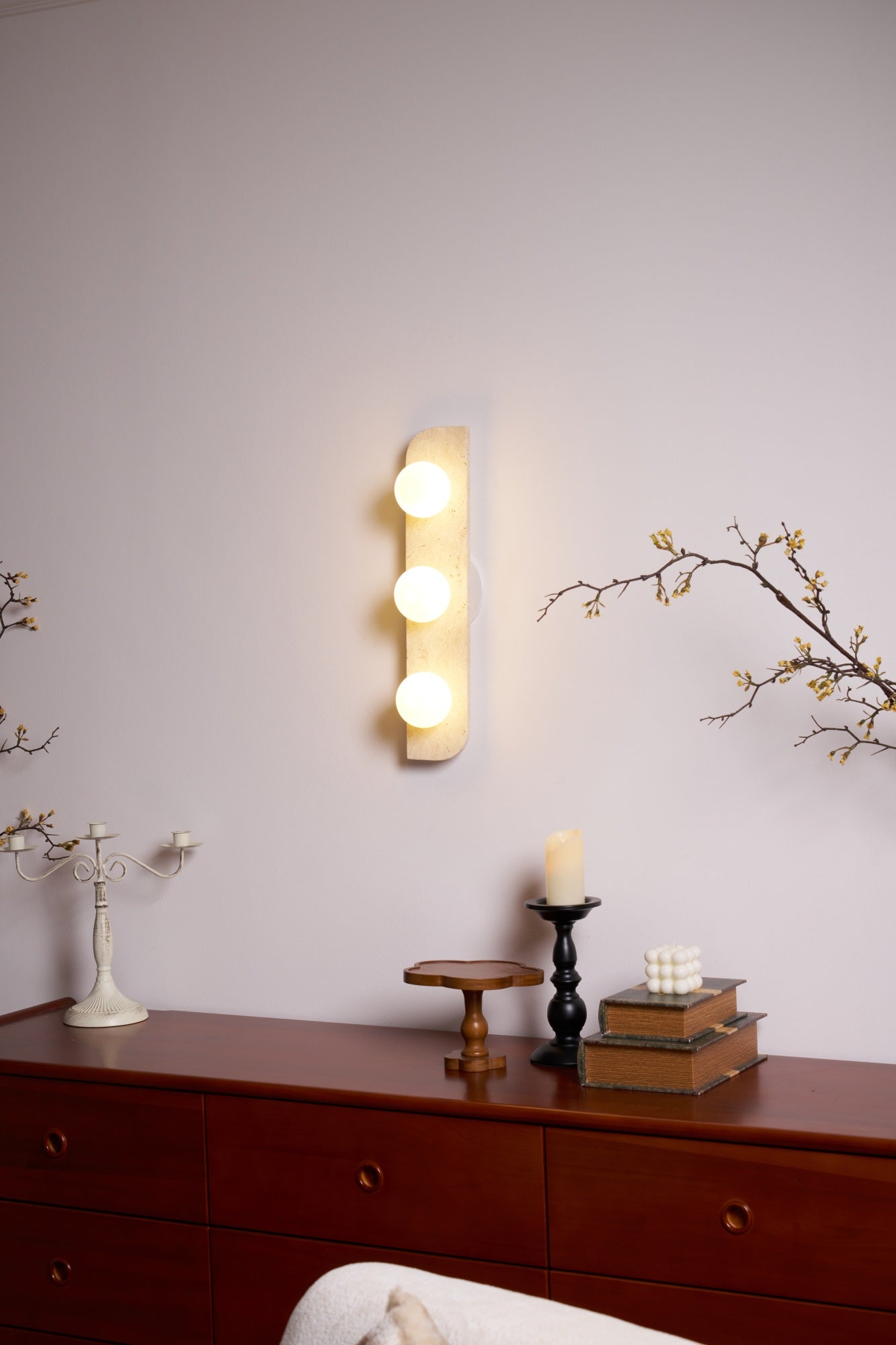Phaidra - Globe Travertine Wall Light