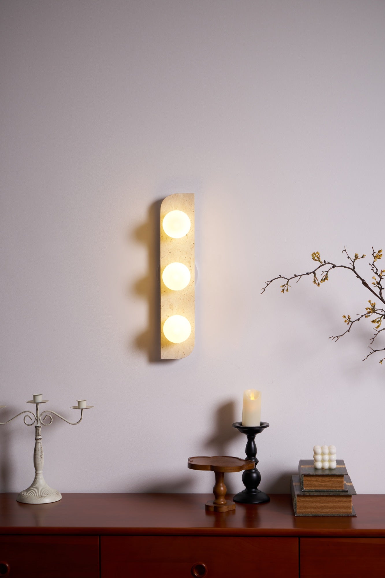 Phaidra - Globe Travertine Wall Light